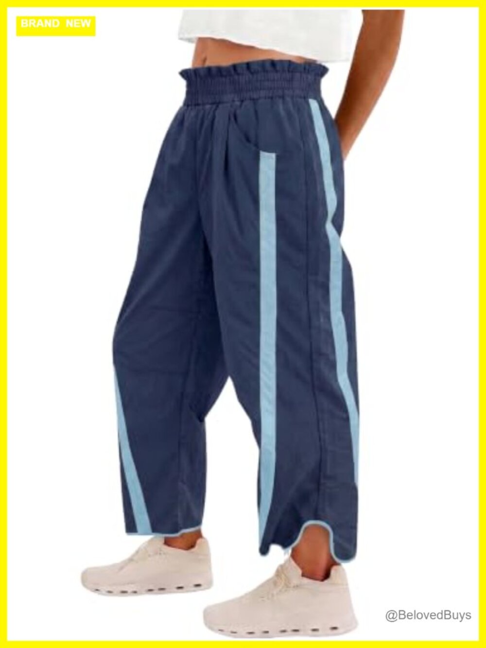 Wide Leg Track Pants Elastic Waist Y2K Sweatpants Polyamide